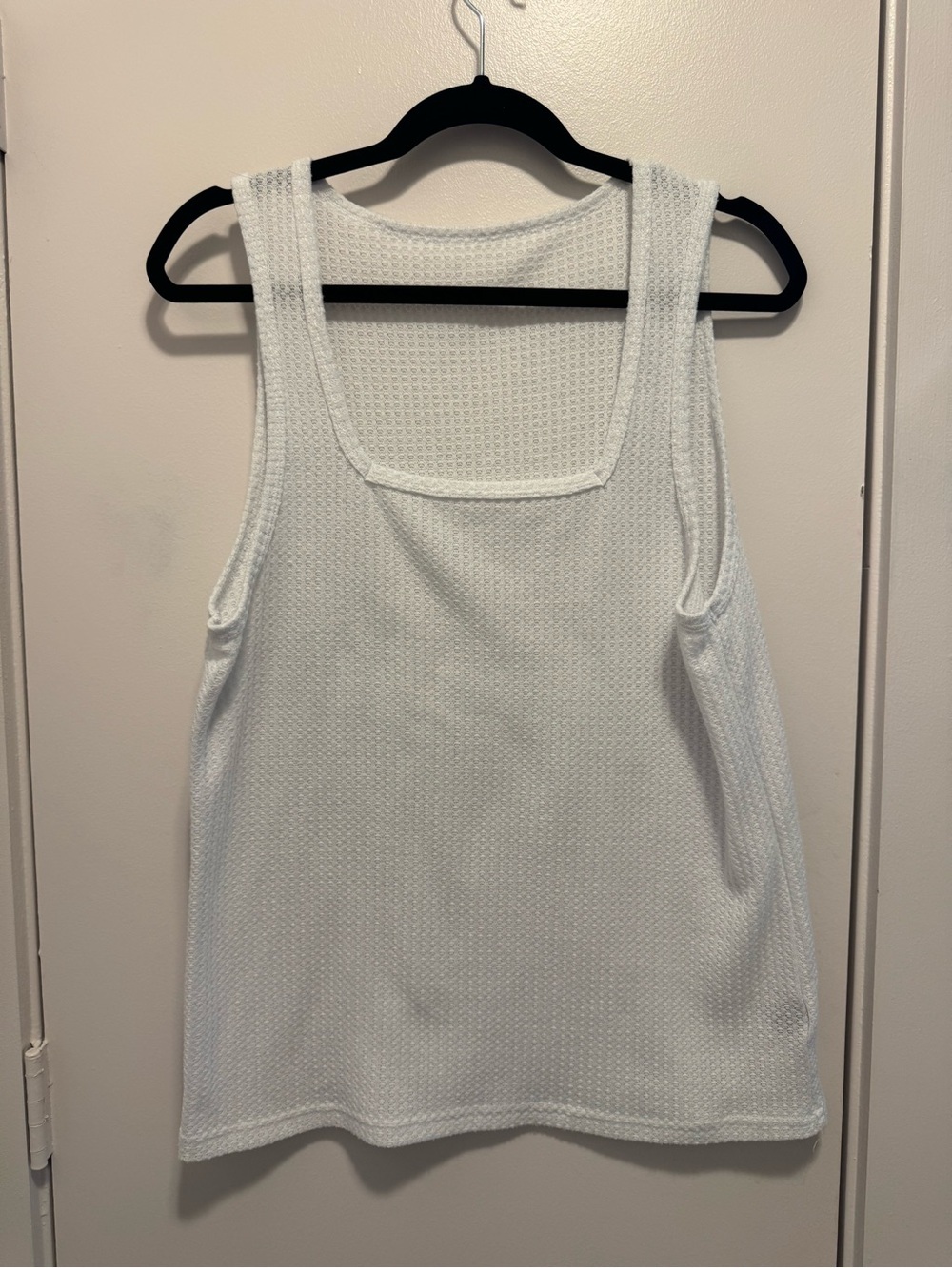 Manfinity Men’s Small White Waffle Knit Square Neck Tank Top Casual Minimalist